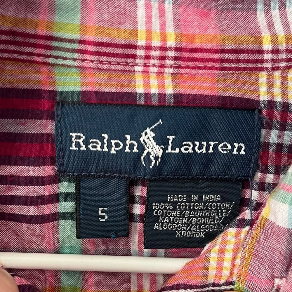 Ralph Lauren Multicolored Plaid Dress Shirt Collared Button Down Boy’s Size 5
